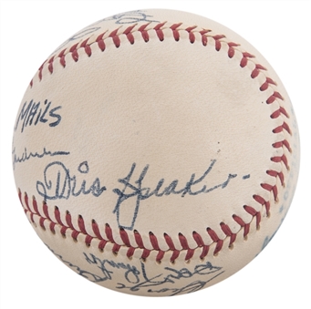 Superb 1920 World Series Champion Cleveland Indians Reunion Signed OAL Harridge Baseball With Tris Speaker,Stan Coveleski and Joe Sewell  (JSA)